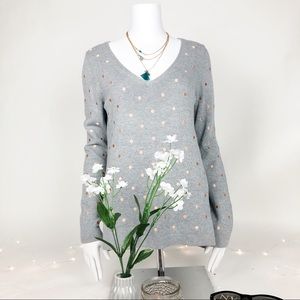 Sweater with embroidery polka dots